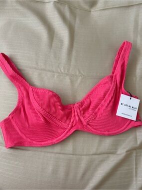 Hot Pink Ribbed Underwire Bikini Top